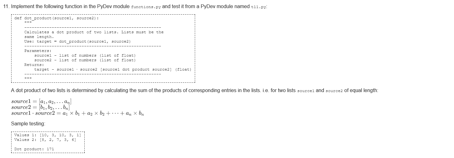 Solved 11. Implement The Following Function In The PyDev | Chegg.com