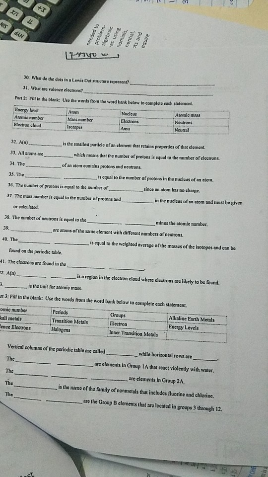 Solved PAGE C PARTICLES and ISOTOPES WORKSHEET Table, All | Chegg.com