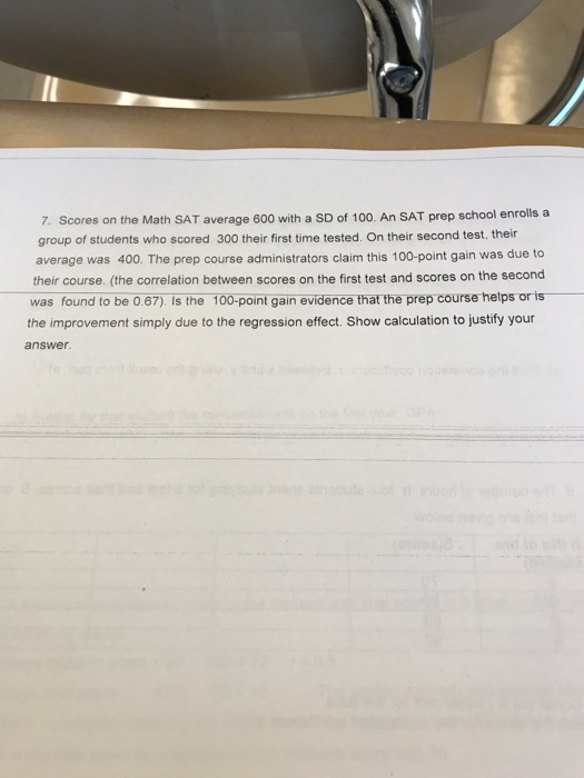 Solved 7. Scores on the Math SAT average 600 with a SD of | Chegg.com