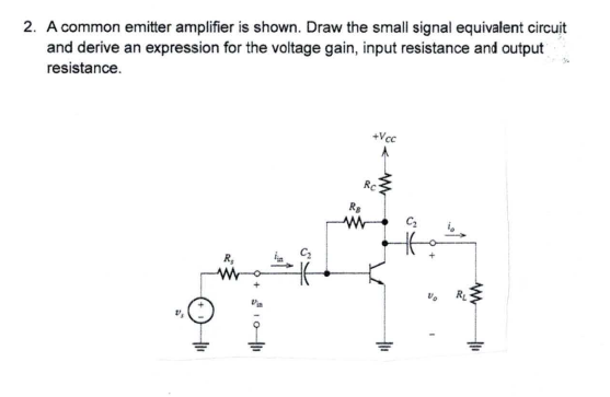 Solved 2. ﻿A common emitter amplifier is shown. Draw the | Chegg.com