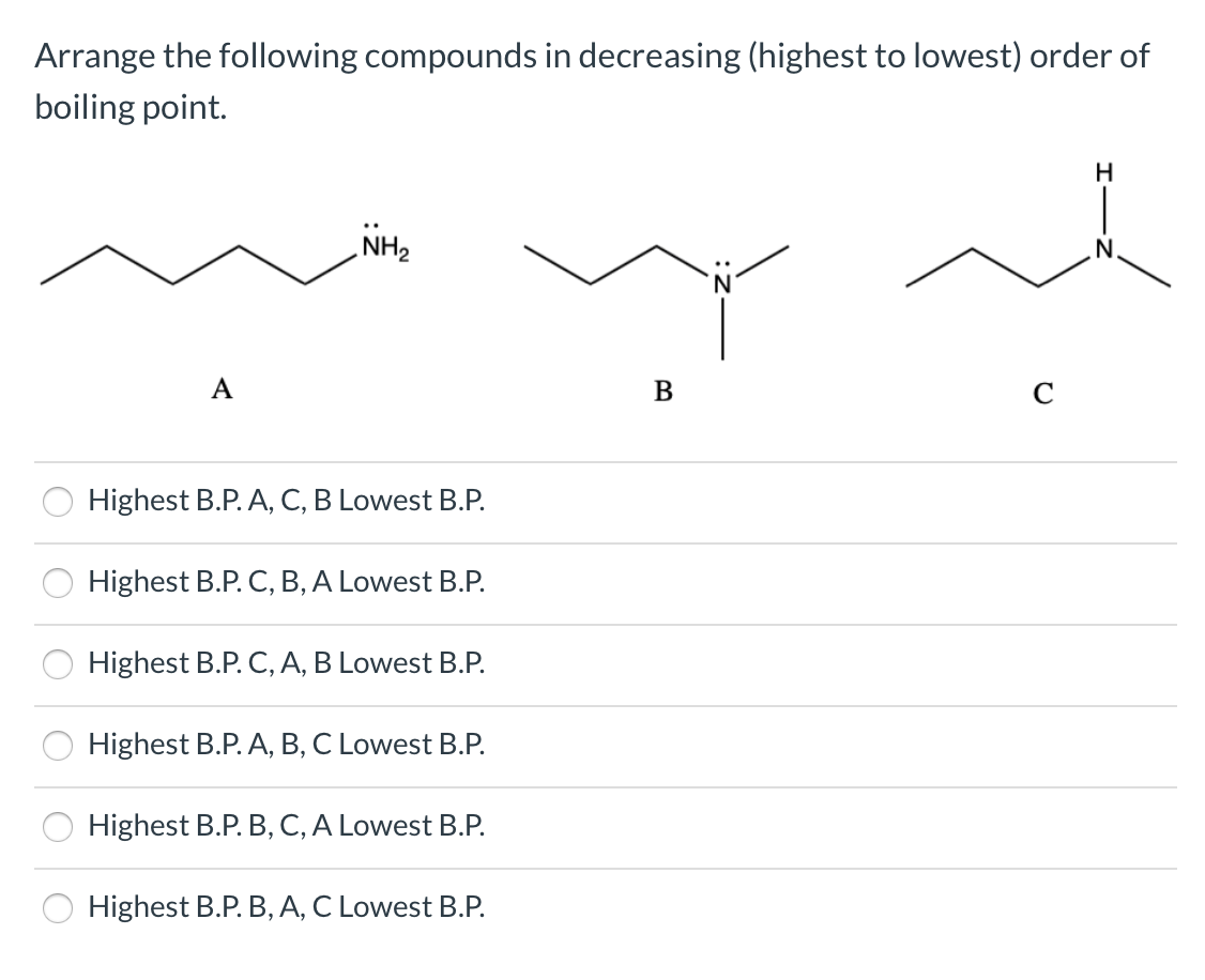 Solved Arrange The Following Compounds In Decreasing 6493