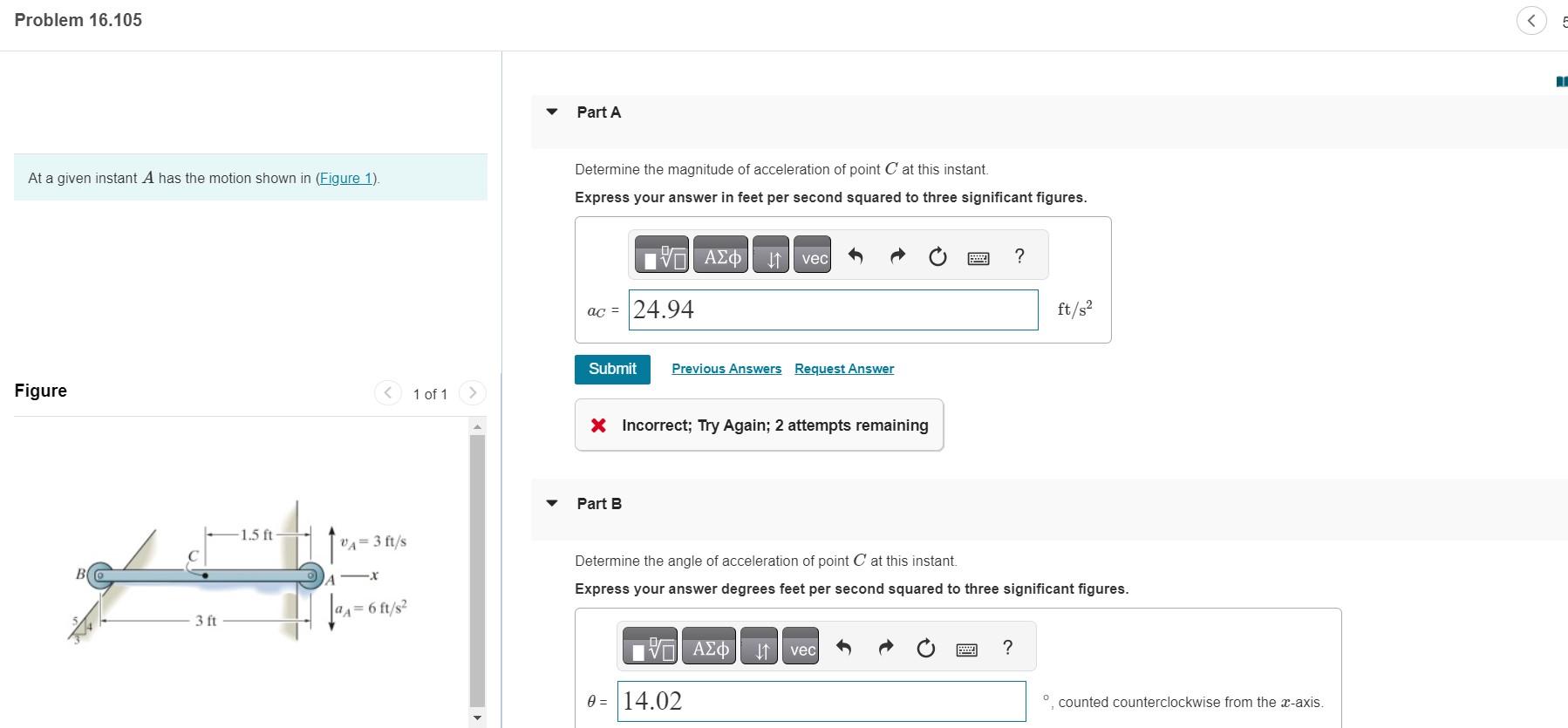 Solved At a given instant A has the motion shown in (Figure | Chegg.com