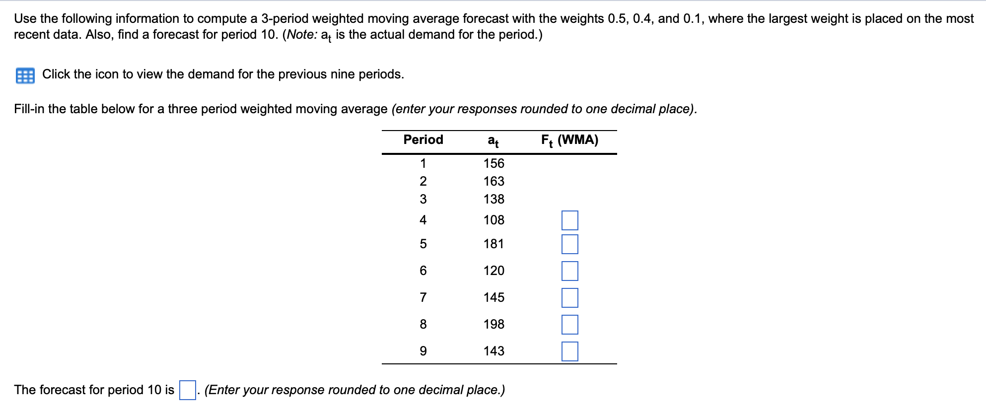 Solved Use the following information to compute a 3-period | Chegg.com