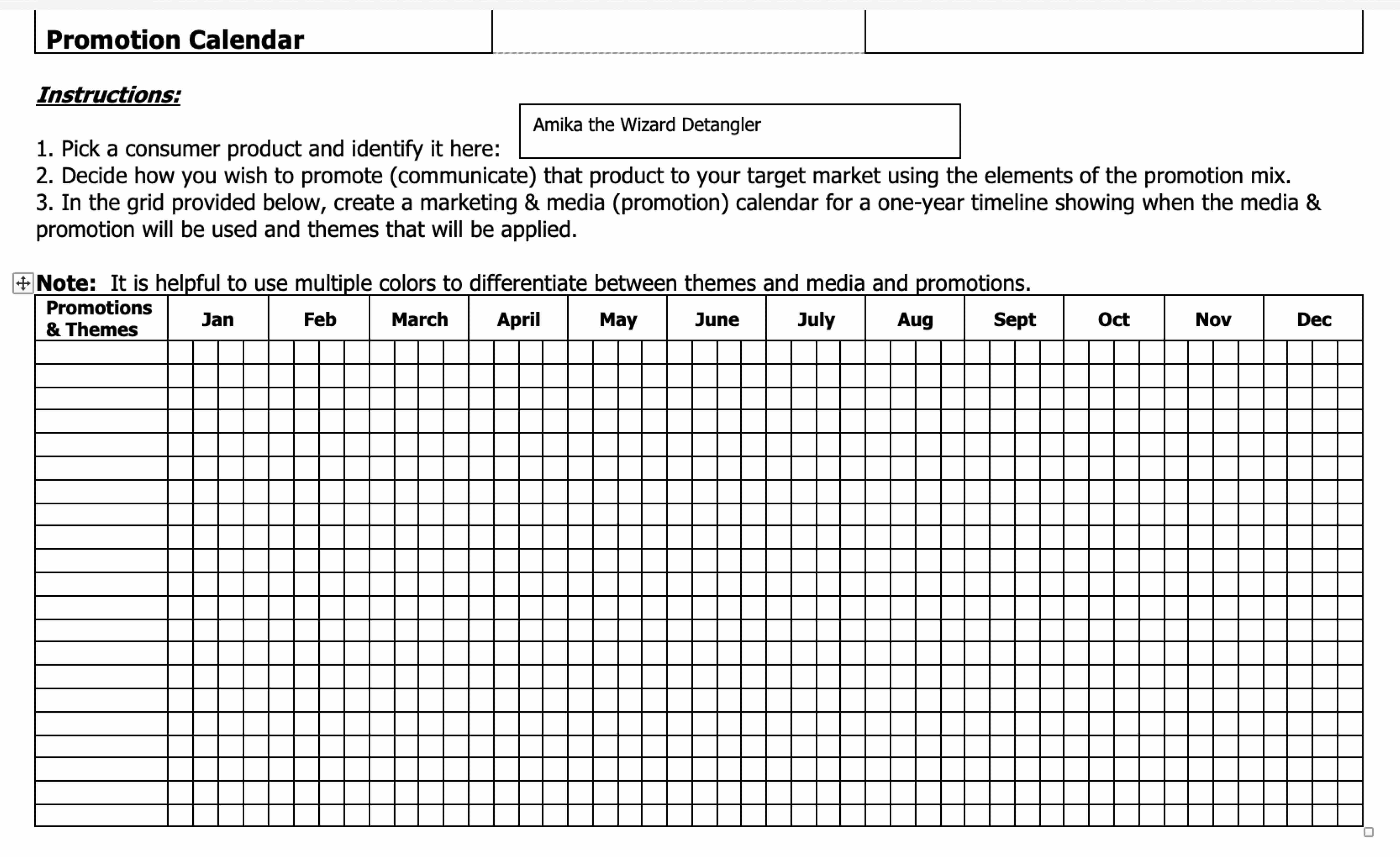 Solved Create a Promotion and Budget CalendarPick a consumer