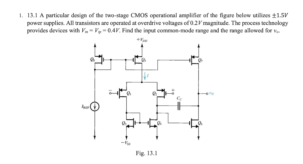 Solved 1. 13.1 A Particular Design Of The Two-stage CMOS | Chegg.com