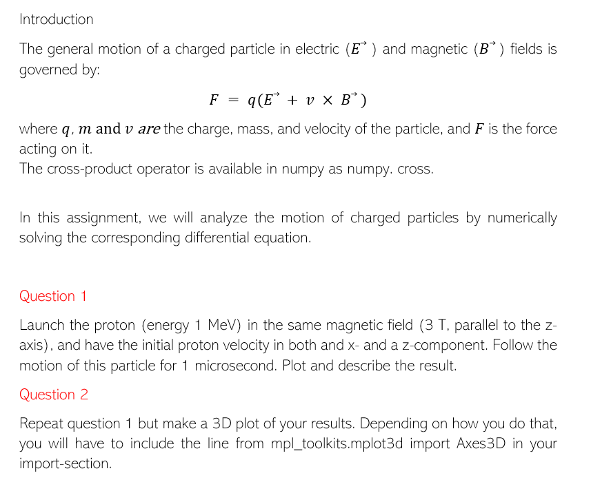 Solved Introduction The General Motion Of A Charged Particle | Chegg.com