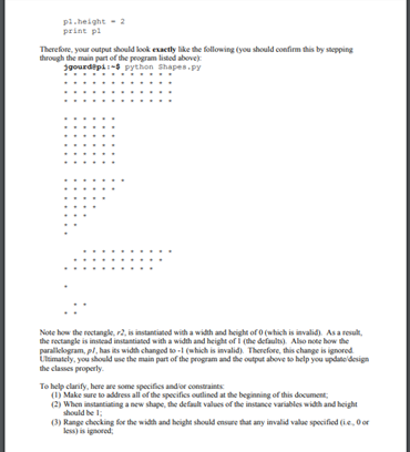 Program: Shapes Using the template provided on the | Chegg.com