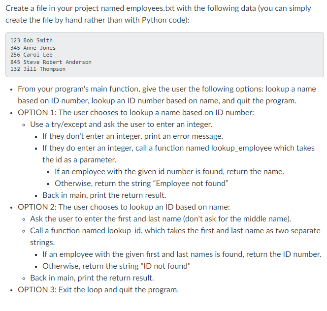 Solved Create a file in your project named employees.txt | Chegg.com