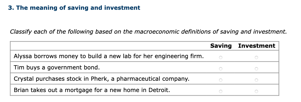 solved-3-the-meaning-of-saving-and-investment-classify-each-chegg