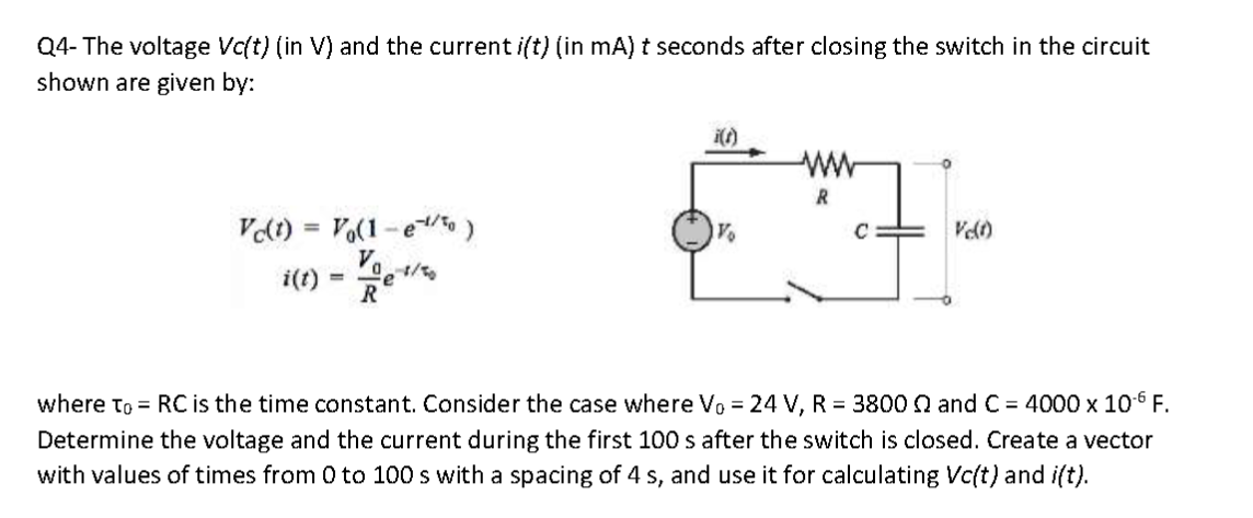 Solved Plot voltage and current values versus time in the | Chegg.com