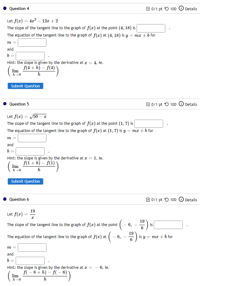 Solved Question 4 Let F(x) = 4x² - 12x + 2 The Slope Of The 