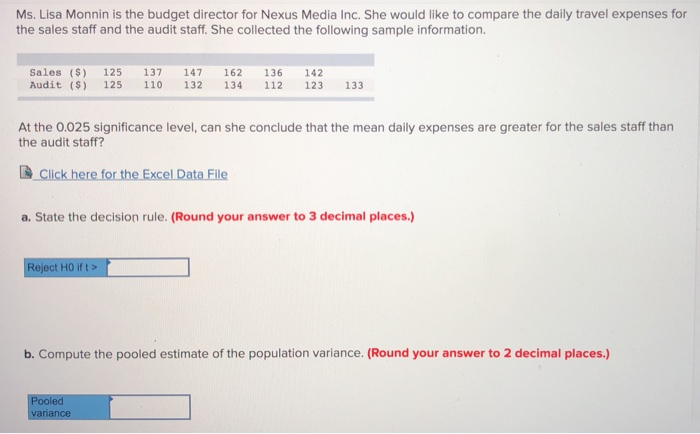 Solved Ms Lisa Monnin Is The Budget Director For Nexus Chegg Com