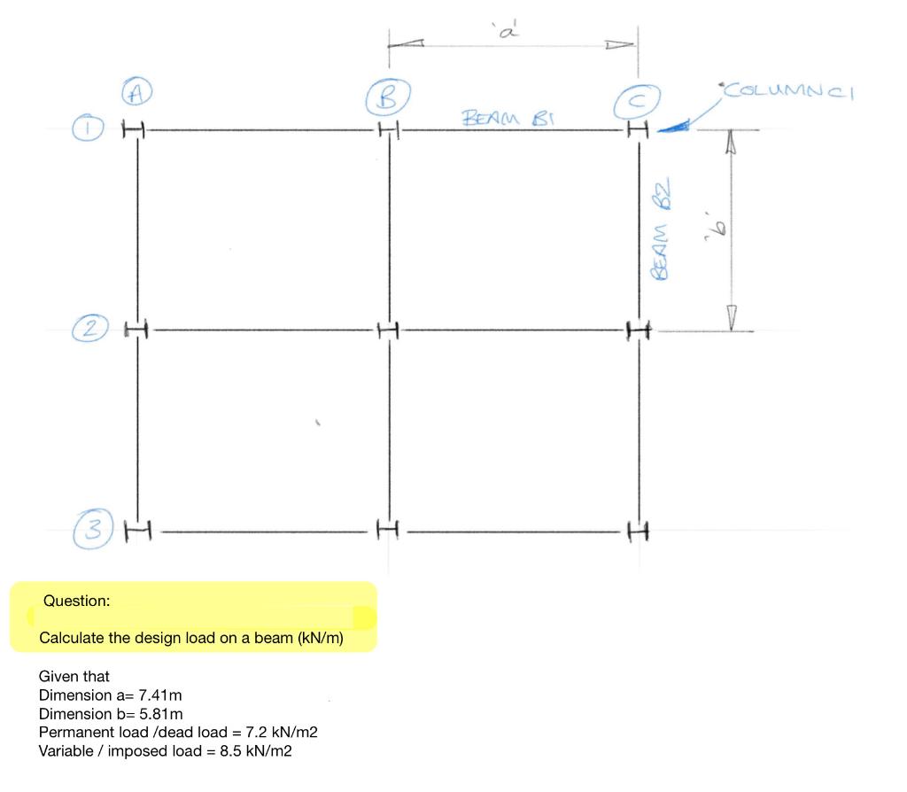 Solved B COLUMNCI BEAM BI BEAM B2 "b D 3 H Question: | Chegg.com