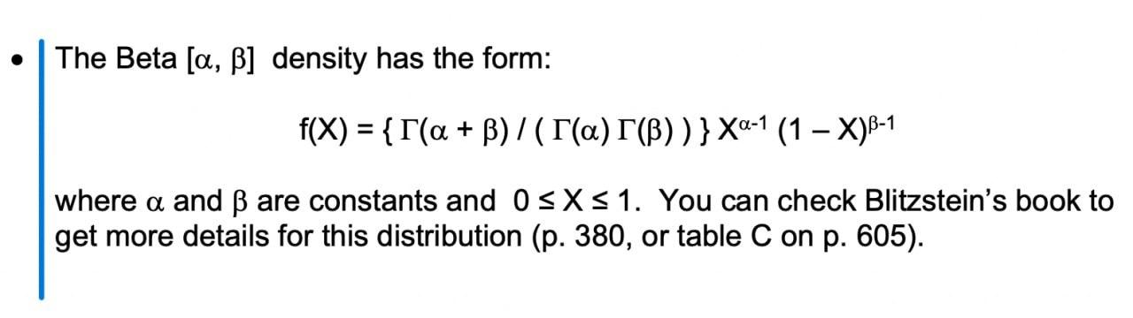 The Beta [a, B] Density Has The Form: F(x) = | Chegg.com