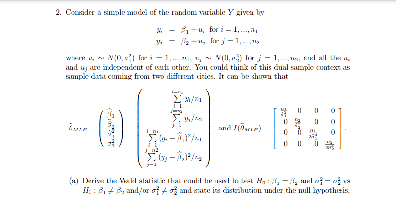 2 Consider A Simple Model Of The Random Variable Chegg Com