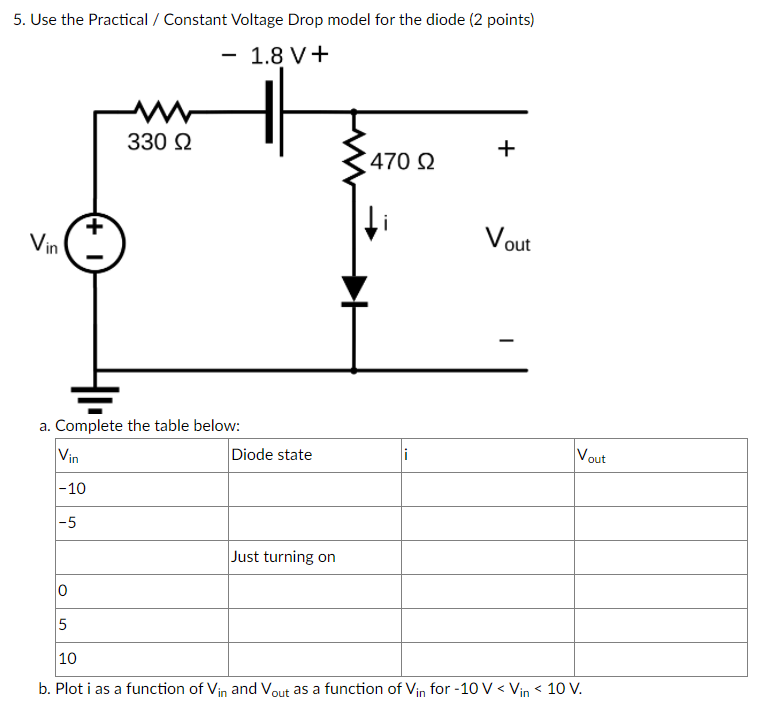 Solved 5. Use the Practical / Constant Voltage Drop model | Chegg.com