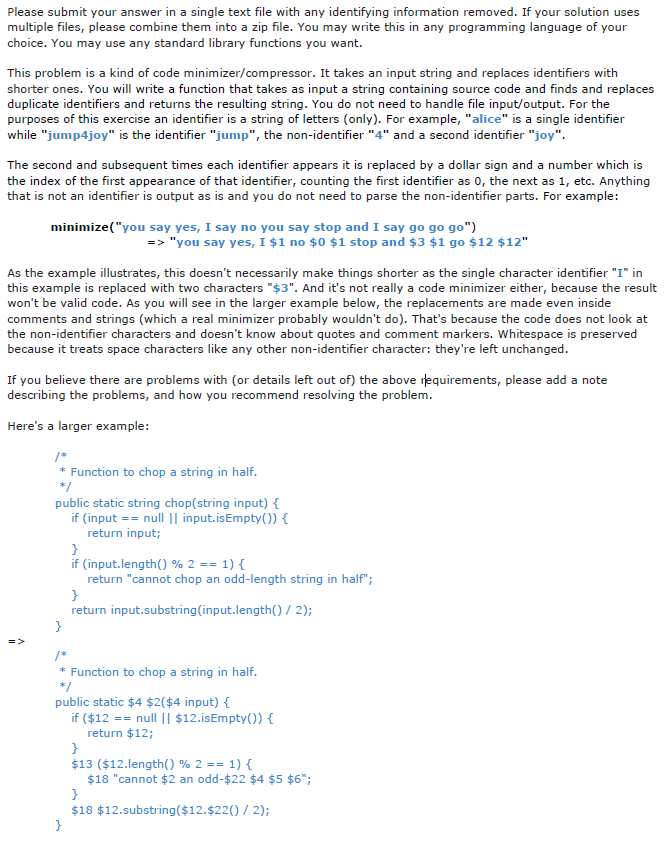 Solved Please submit your answer in a single text file with | Chegg.com