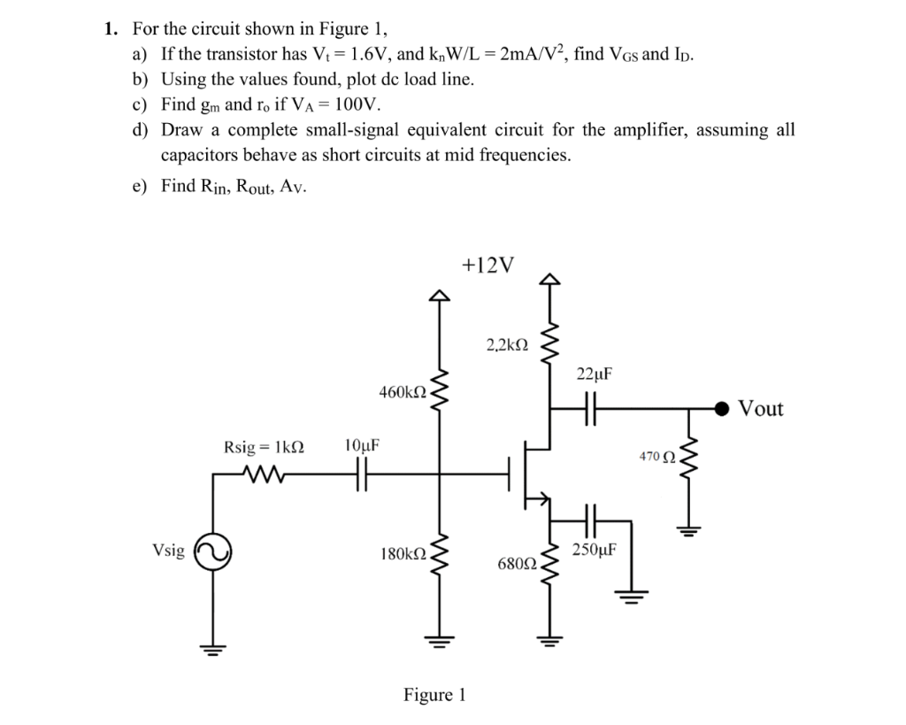 Solved 1. For the circuit shown in Figure 1, a) If the | Chegg.com