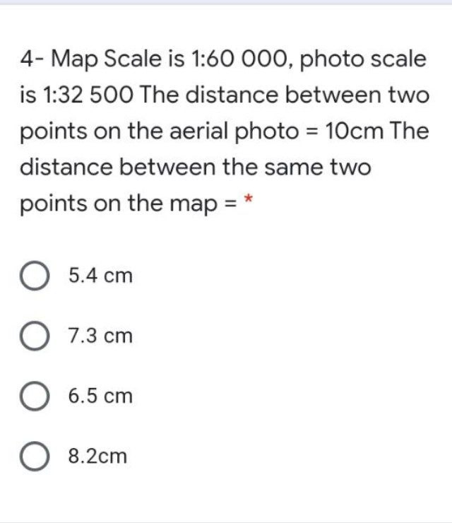 Aerial Distance Between Two Places Solved 4- Map Scale Is 1:60 000, Photo Scale Is 1:32 500 The | Chegg.com