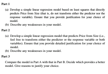 Solved Part 1 (a) Develop a simple linear regression model | Chegg.com