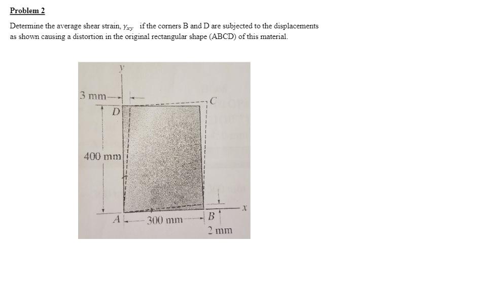 Solved Problem 2 Determine The Average Shear Strain, Yxy If | Chegg.com