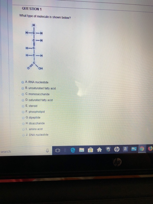 Solved QUESTION 1 What type of molecule is shown below? OH A | Chegg.com