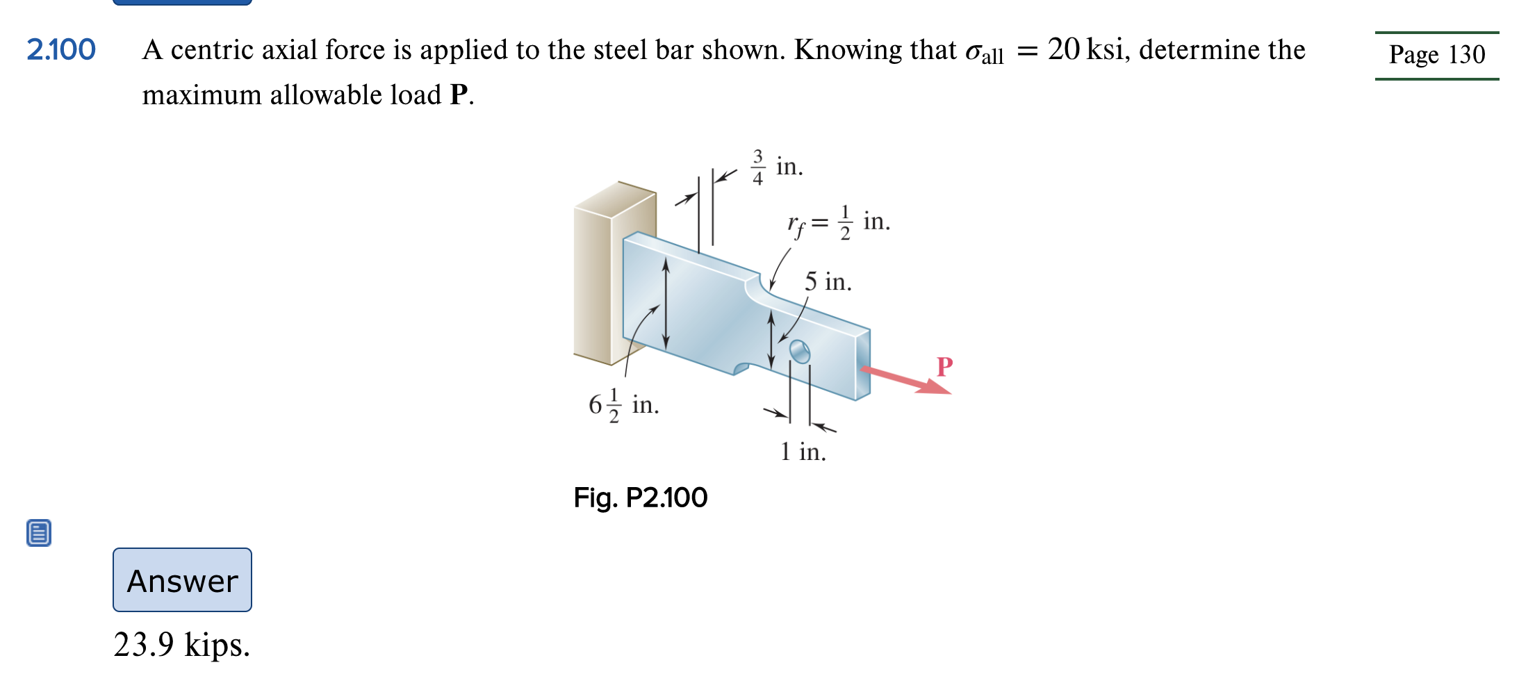 Solved A Centric Axial Force Is Applied To The Steel Bar Chegg Com