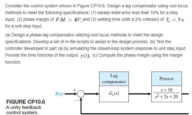 Consider the control system shown in Figure CP10.6. | Chegg.com