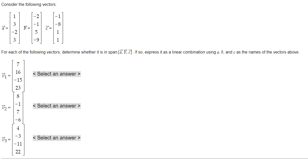 Solved Consider The Following Vectors 1 6 A 5 ܛ ܟ ܩ Tu