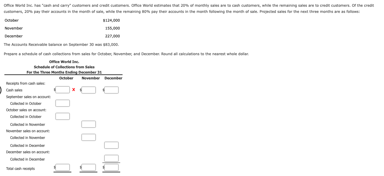 Solved Office World Inc. has "cash and carry" customers and