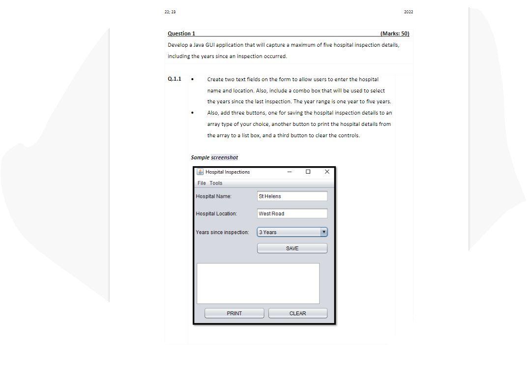 Solved Develop a Java GUI application that will capture a | Chegg.com