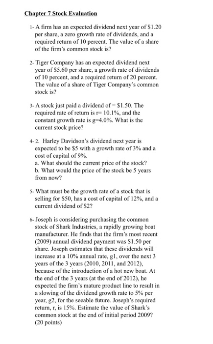 Solved 1 A Firm Has An Expected Dividend Next Year Of 1 20 Chegg