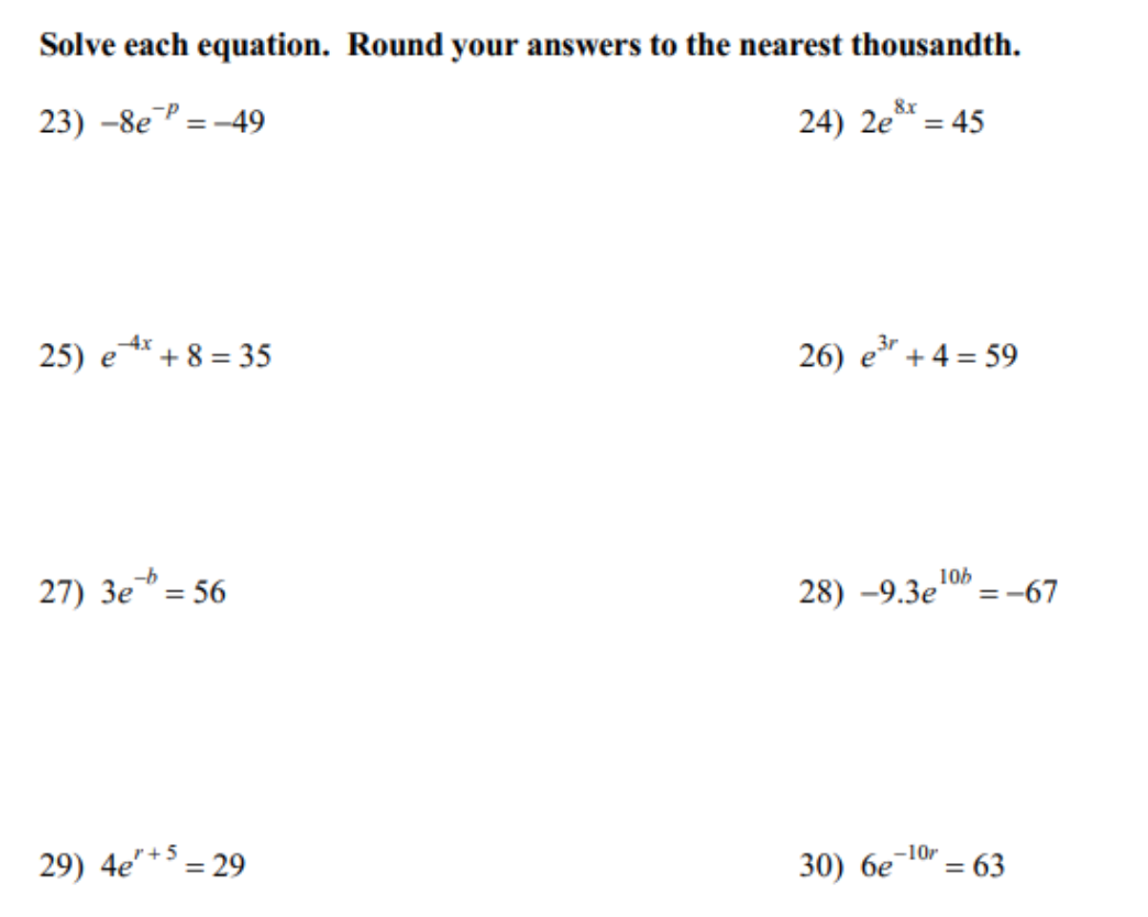 Solved Solve Each Equation Round Your Answers To The Chegg Com