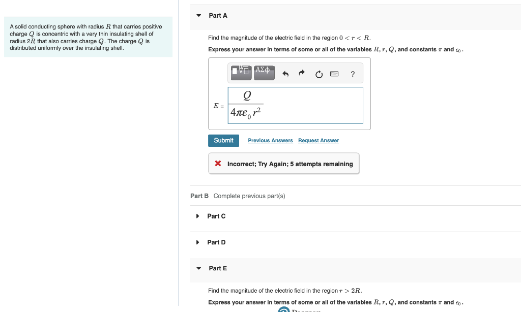 Solved A Solid Conducting Sphere With Radius R That Carries | Chegg.com