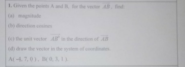 Solved 1. Given The Points A And B. For The Vector AB Find: | Chegg.com