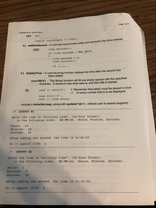 Solved HW 3a struct Time Write a program that prompts the | Chegg.com