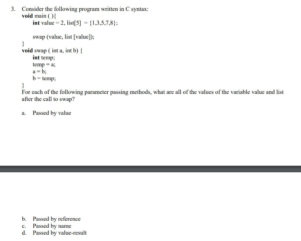 Solved 3. Consider The Following Program Written In C | Chegg.com