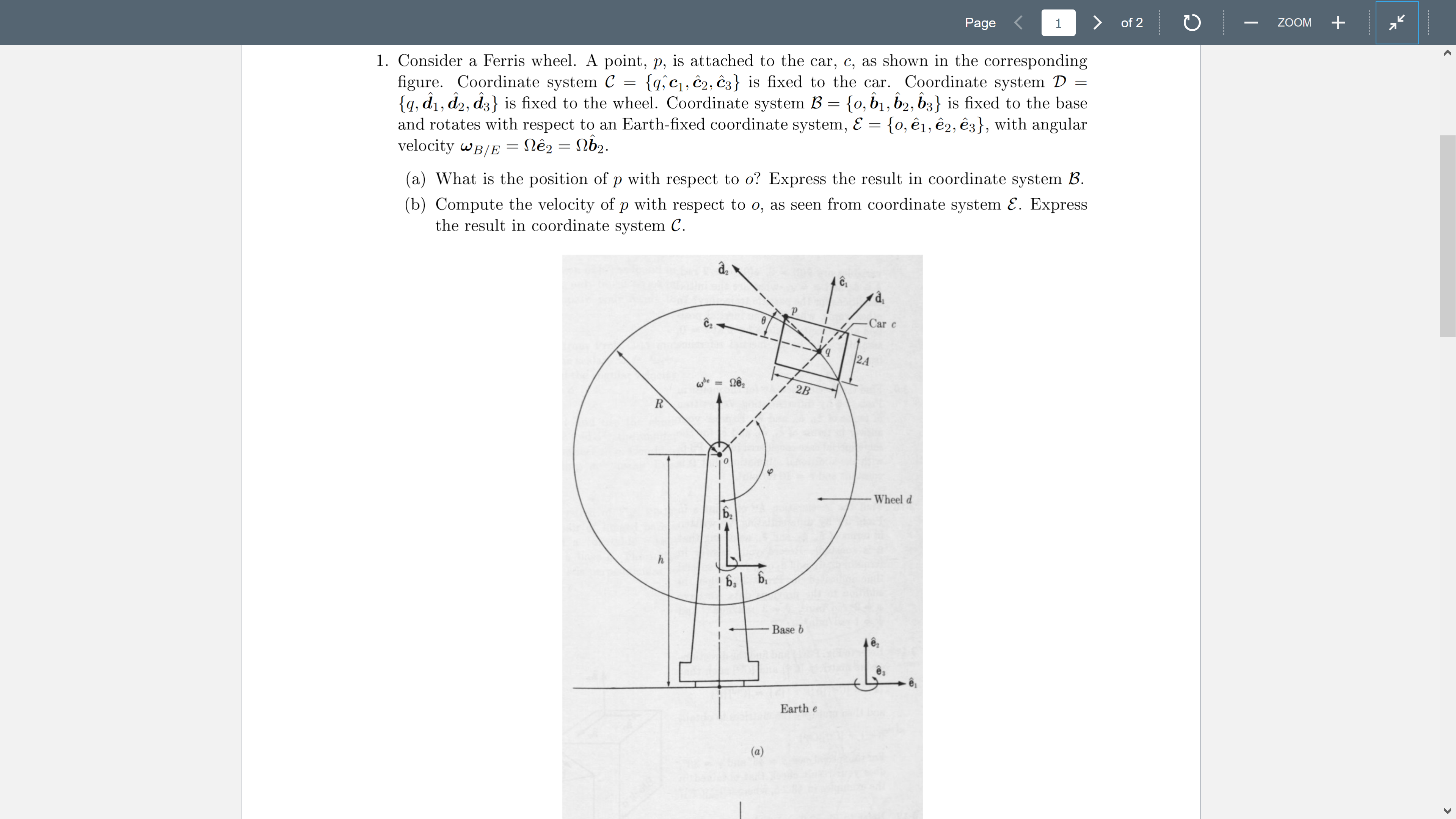 1 Page Of 2 O Zoom 1 Consider A Ferris Whee Chegg Com