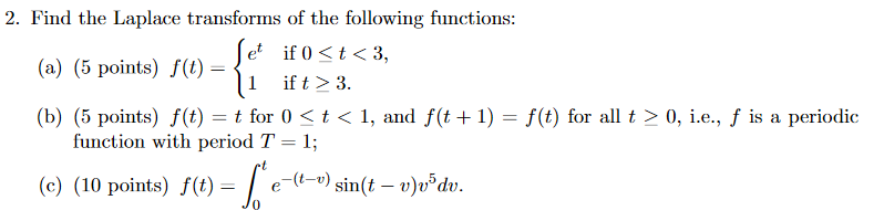 Solved 2. Find the Laplace transforms of the following | Chegg.com