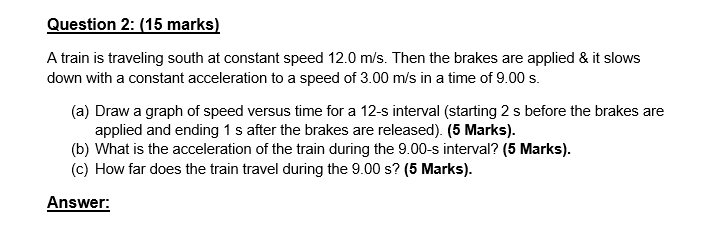 Solved Question 2: (15 marks) A train is traveling south at | Chegg.com