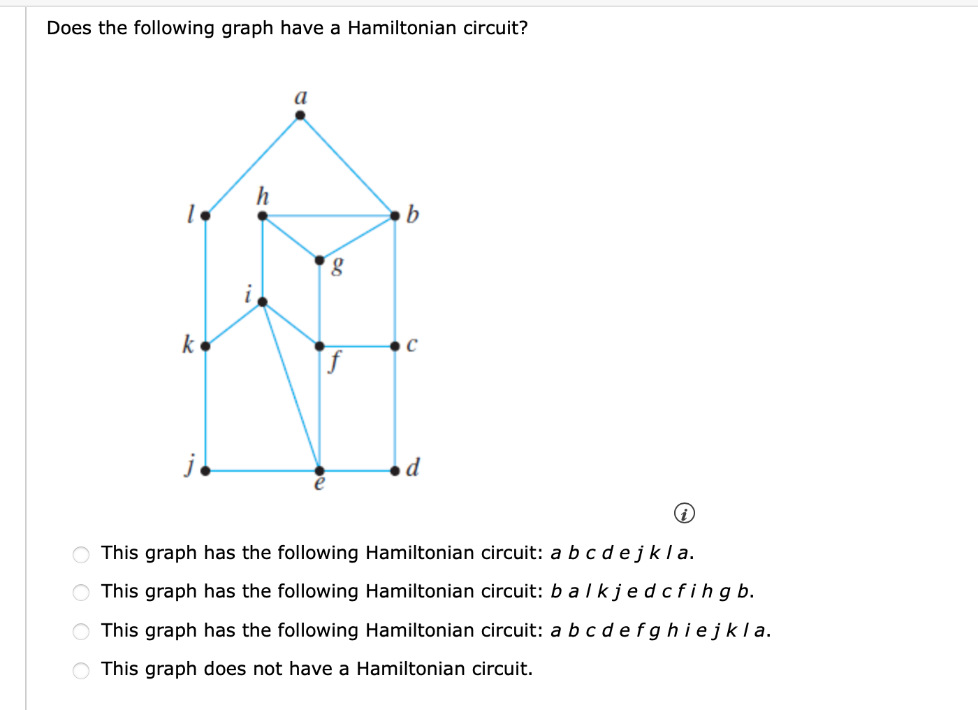 Solved Does the following graph have a Hamiltonian circuit?