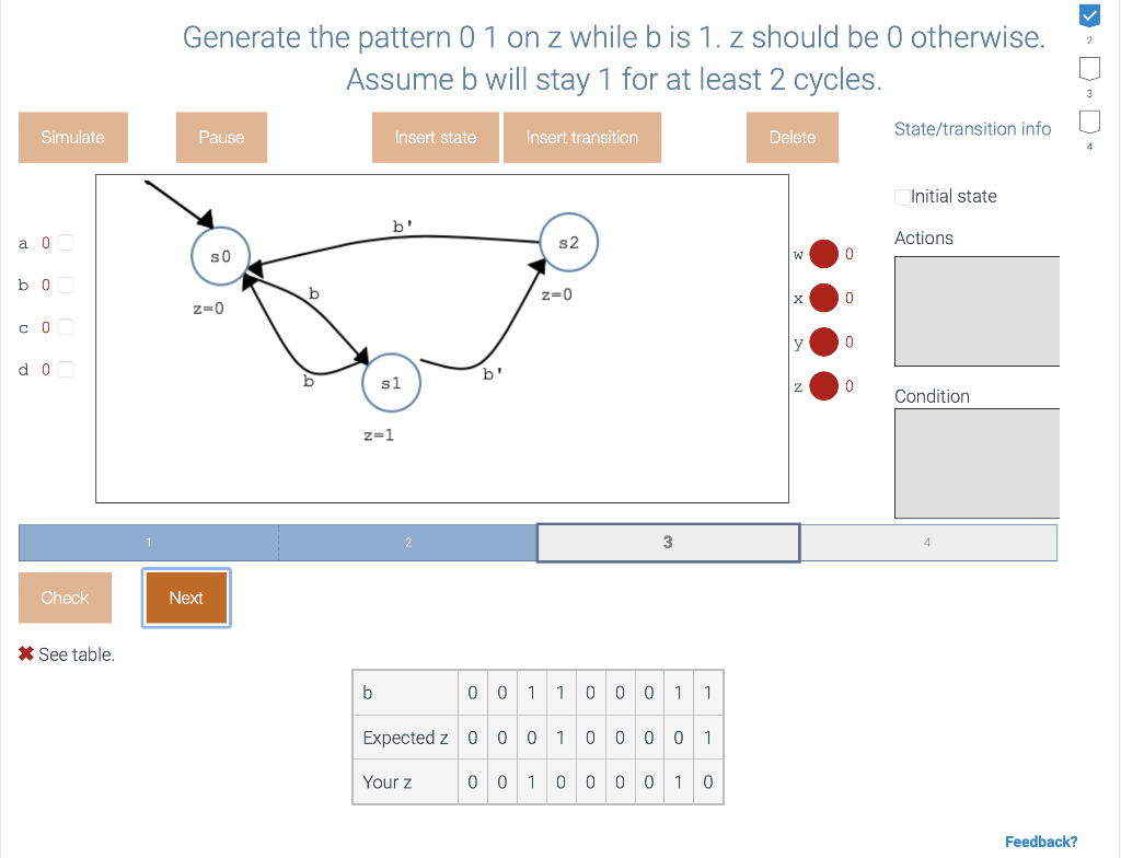 Solved Generate The Pattern 0 1 On Z While B Is 1. Z Should | Chegg.com