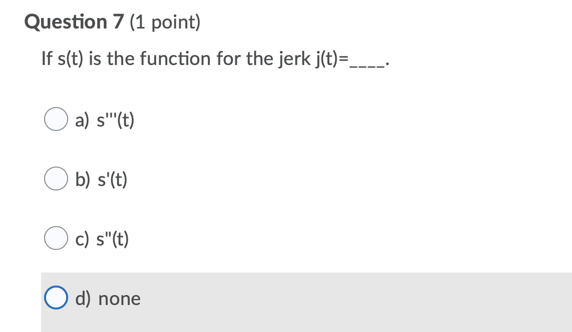 Solved Question 5 1 Point If S T Is The Function For V Chegg Com