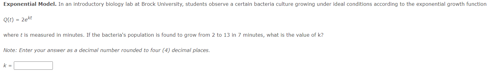 Solved Exponential Model. In An Introductory Biology Lab At | Chegg.com