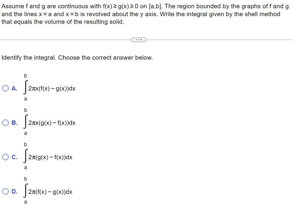 Solved Assume F And G Are Continuous With F(x)≥g(x)≥0 On | Chegg.com