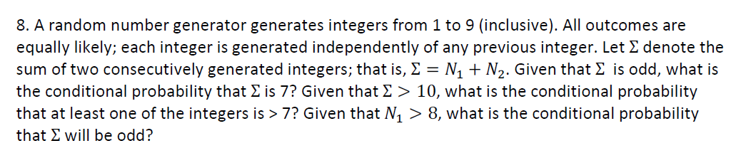 8. A random number generator generates integers from | Chegg.com