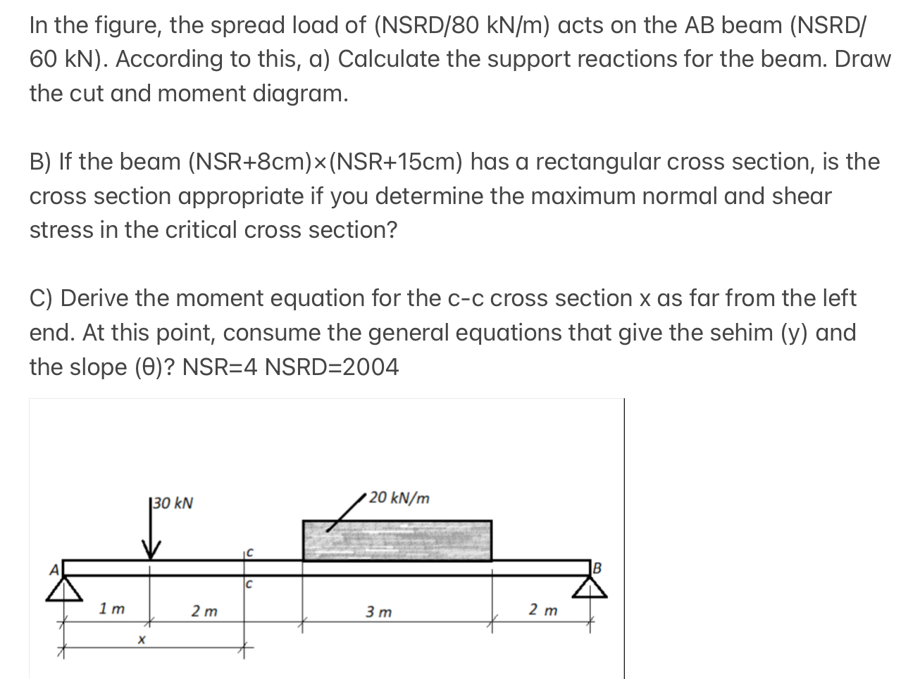 In the figure, the spread load of (NSRD/80 kN/m) acts | Chegg.com