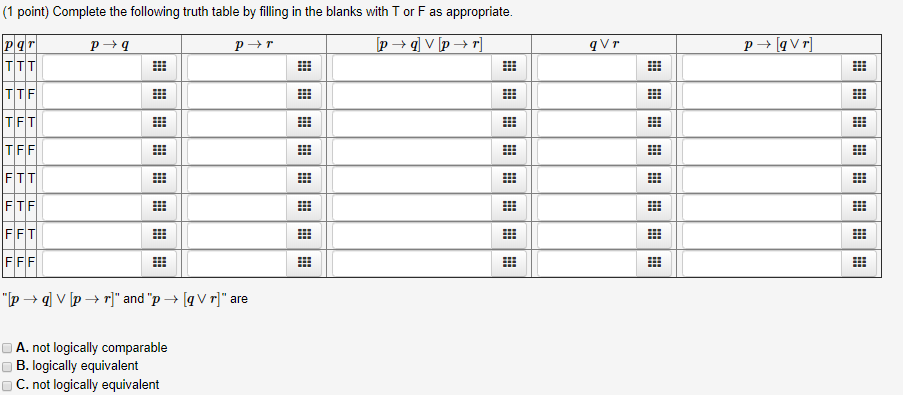 Solved 1 Point Complete The Following Truth Table By Chegg Com