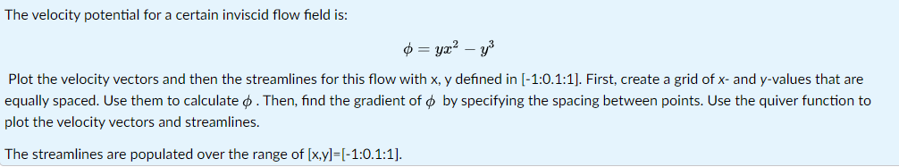 Solved The velocity potential for a certain inviscid flow | Chegg.com