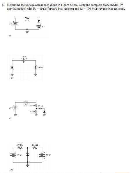 Solved 5. Determine The Voltage Across Each Diode In Figure | Chegg.com